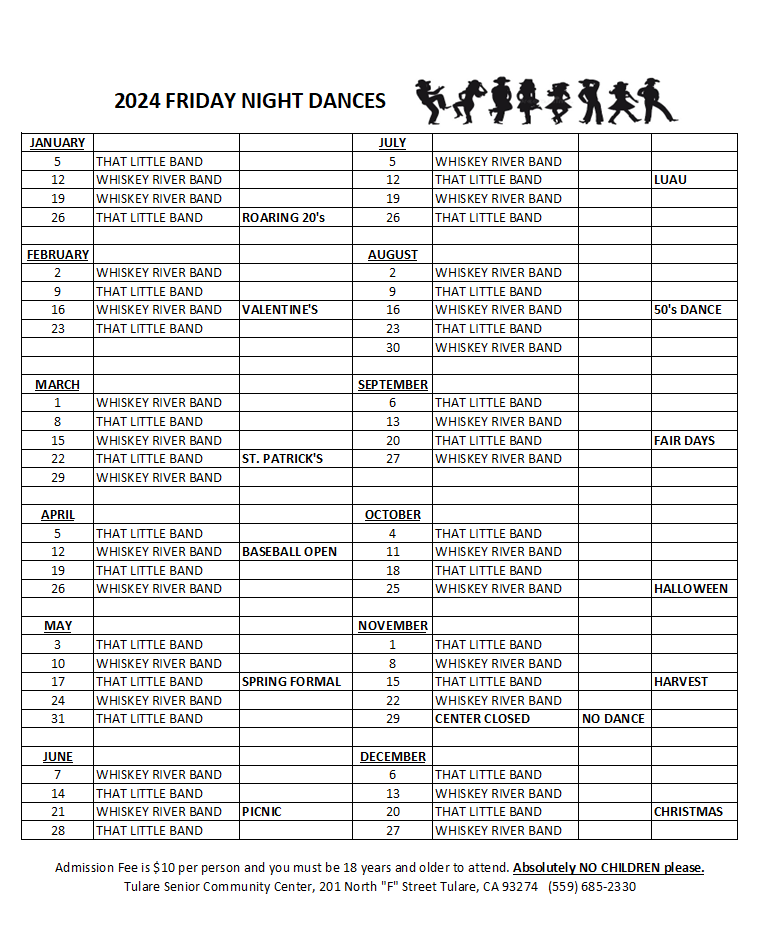 Friday Night Dance Schedule 2024